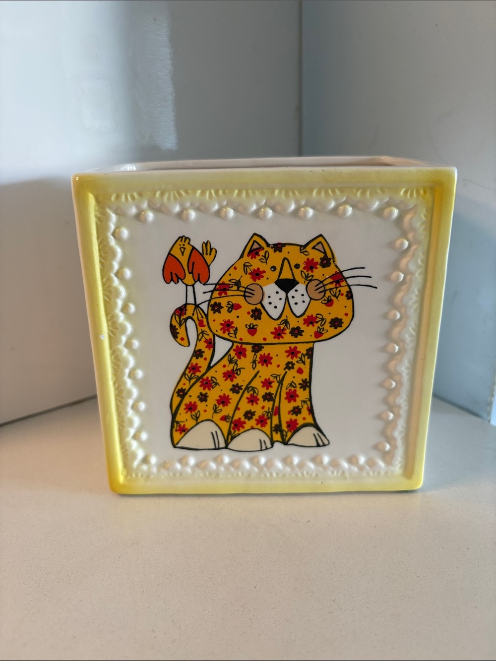 Vintage Parma by AAI Made in Japan Mid-Century Kitsch Cat Block Planter